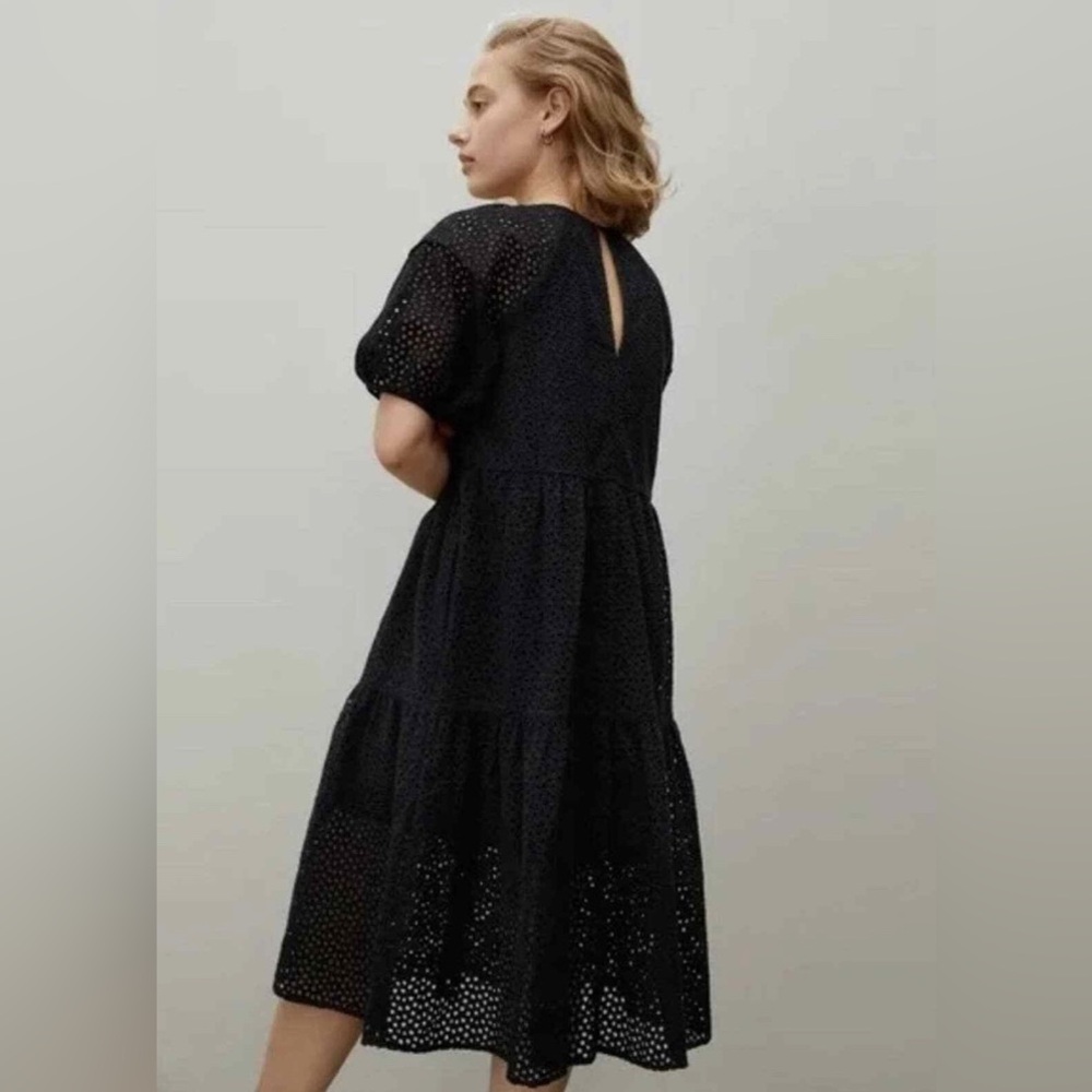 Everlane Black Tiered Smocked Midi Dress